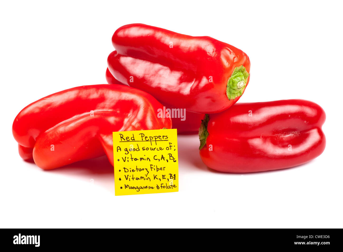 The nutritional value of fresh sweet red peppers is indicated on the ...