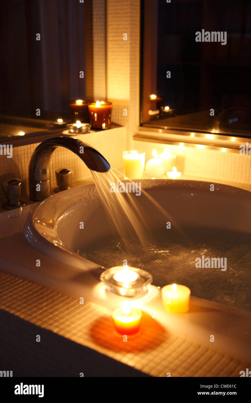 Candles In Bathroom Stock Photo Alamy