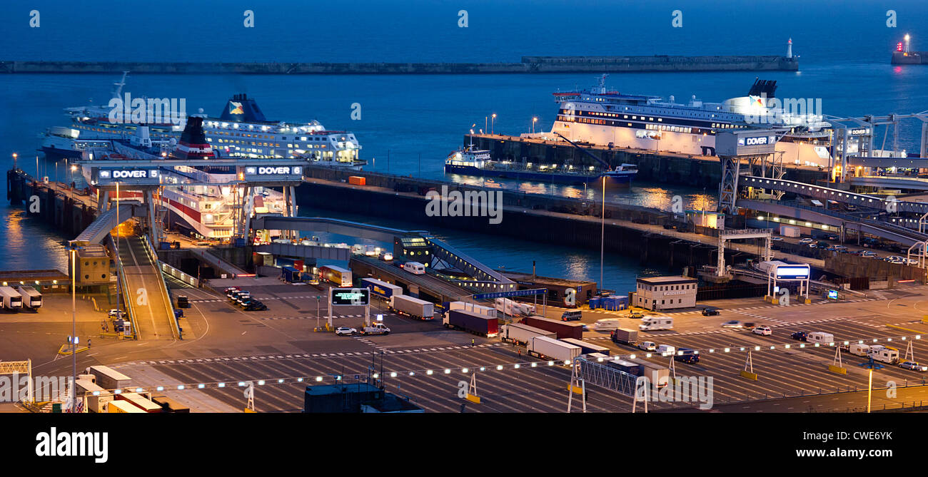 Dover Cross Channel Ferry Terminal at night, Dover England UK Stock Photo