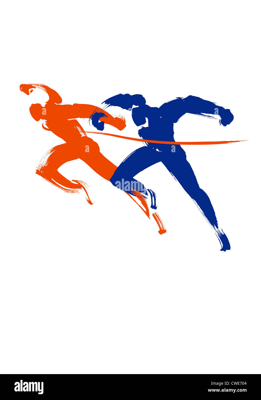 Illustration Of Two Sportspersons At Finishing Line Stock Photo
