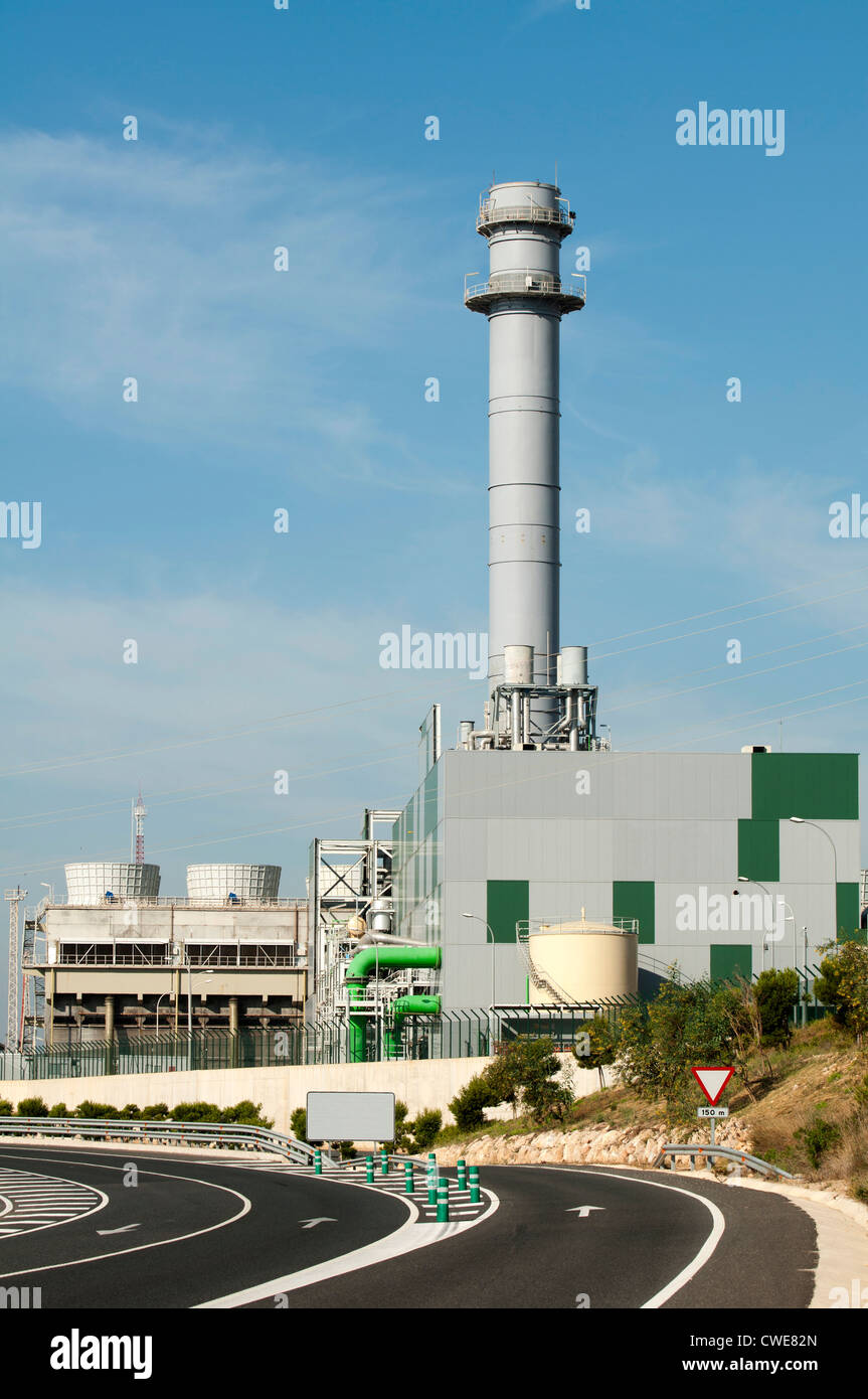 Gas processing plant and road Stock Photo