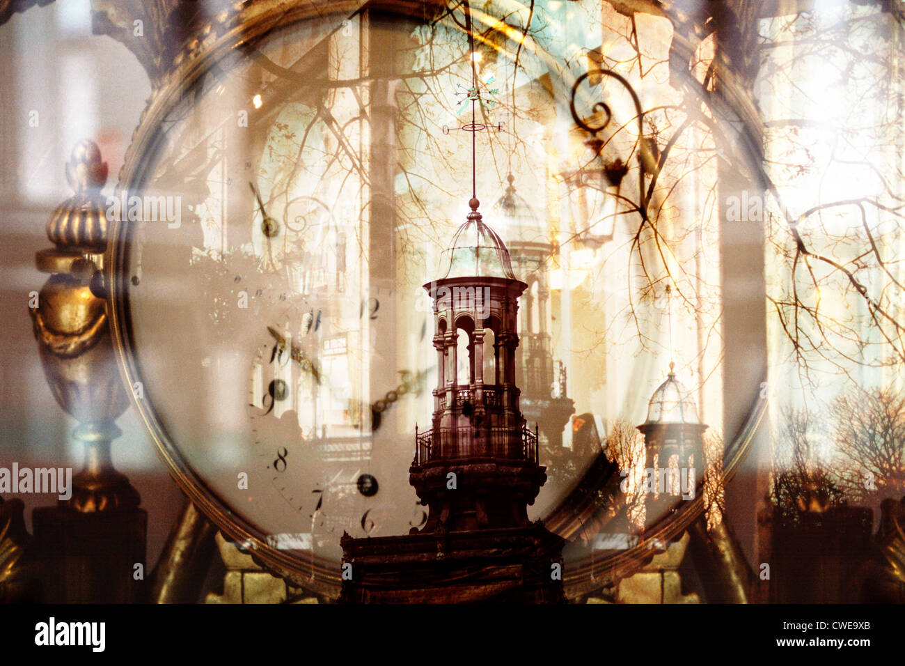 Digital Composite Image With Clock And Old Building Stock Photo