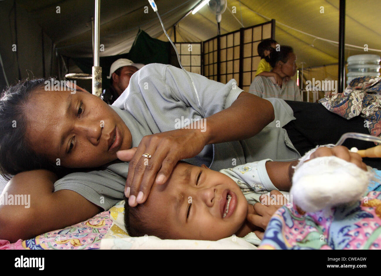 Treatment of earthquake victims, Java Stock Photo