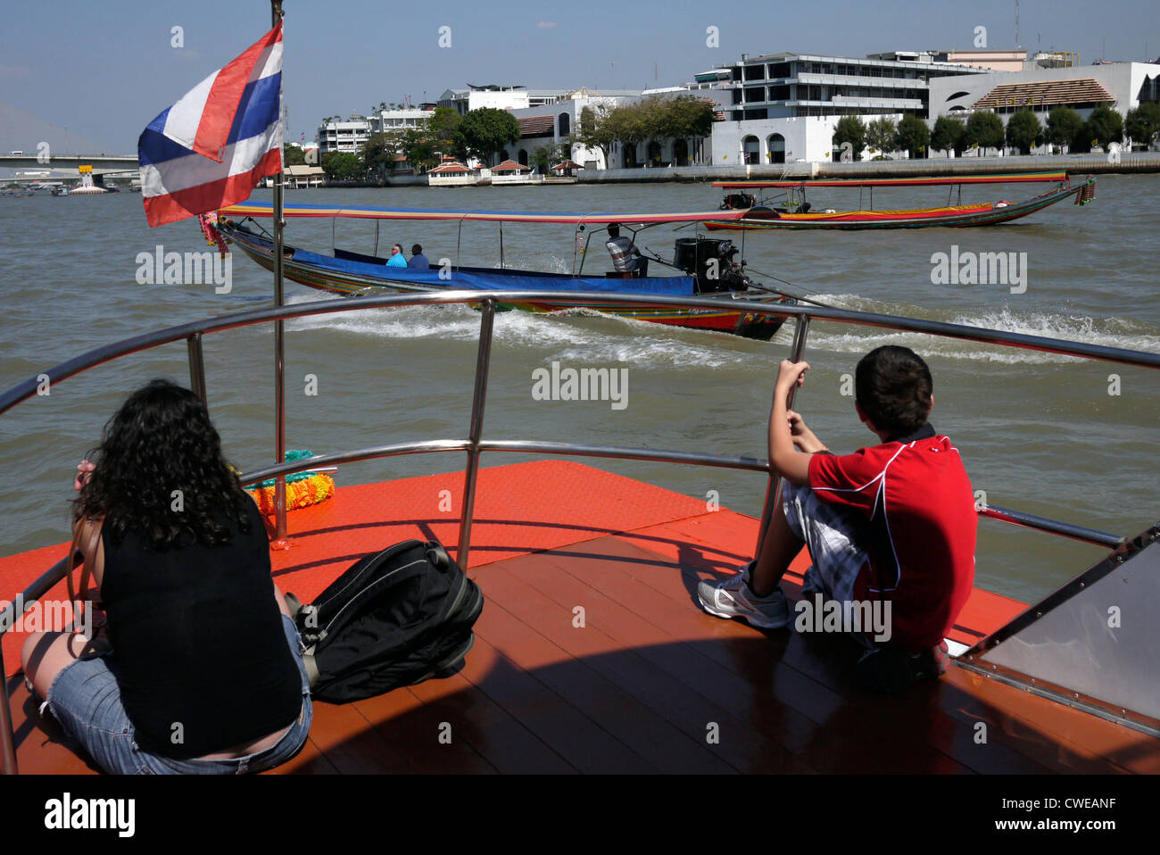 Leisure boat ride on the Chao Phraya River Bangkok Thailand Stock Photo ...