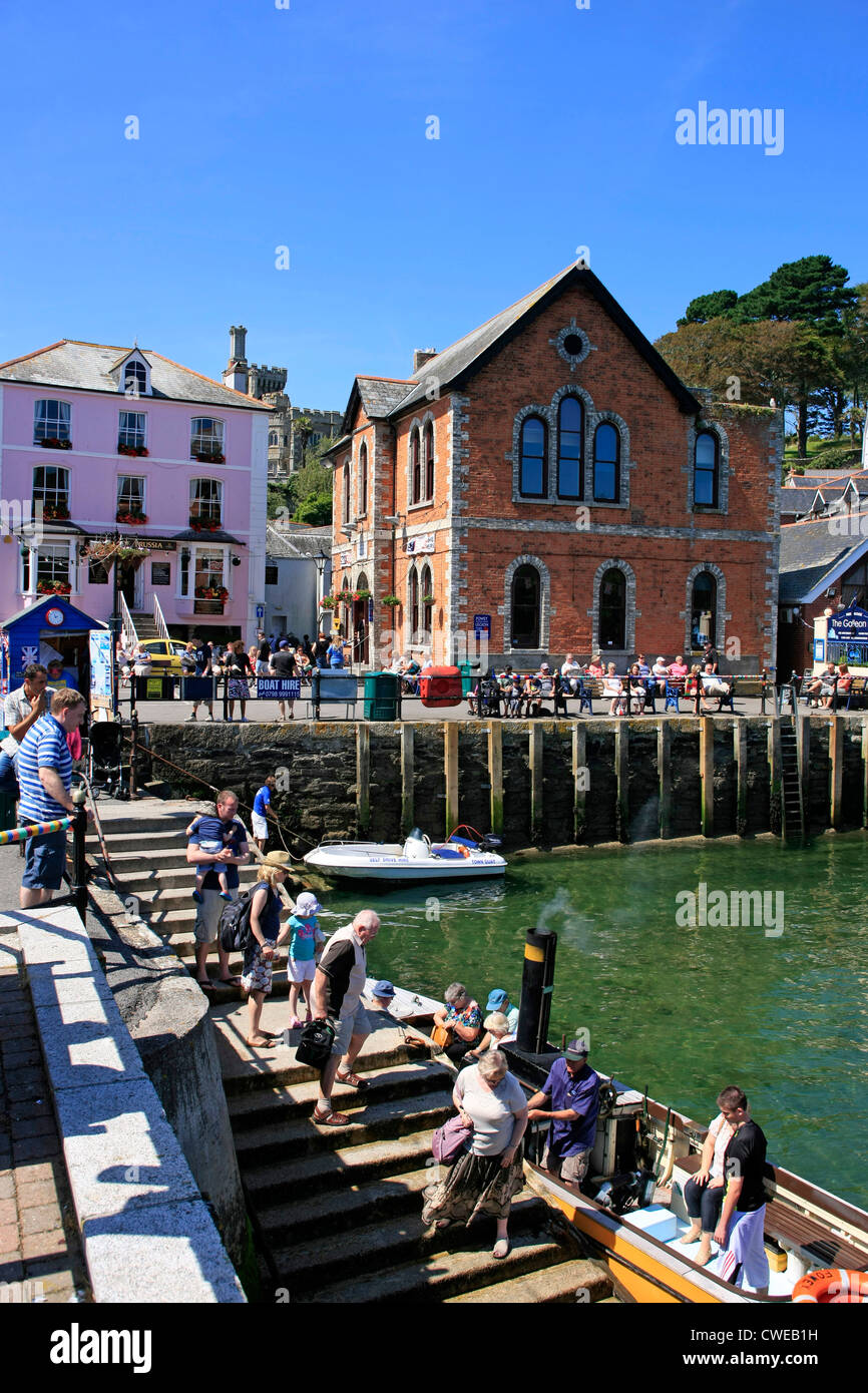 The waterfront landing stage at Fowey in Cornwall Stock Photo