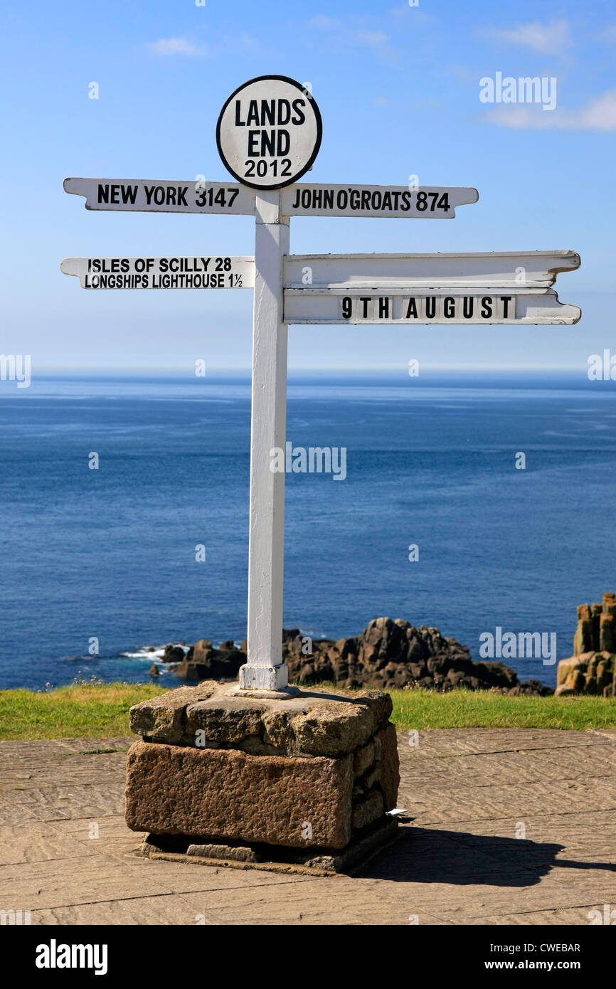 The famous sign at Lands End Cornwall Stock Photo