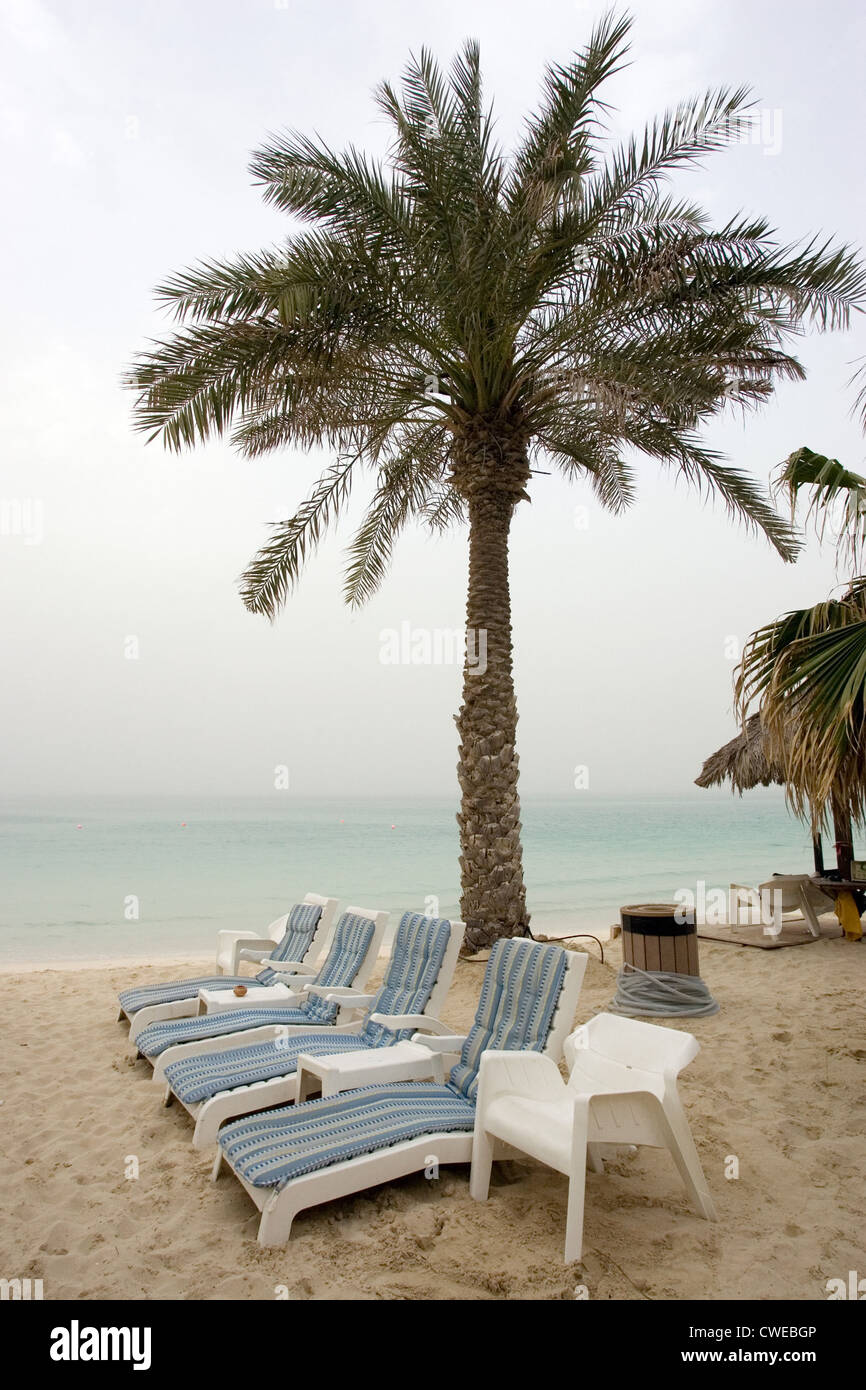 Dubai Deck Chairs On The Deserted Beach Stock Photo 50103558 Alamy