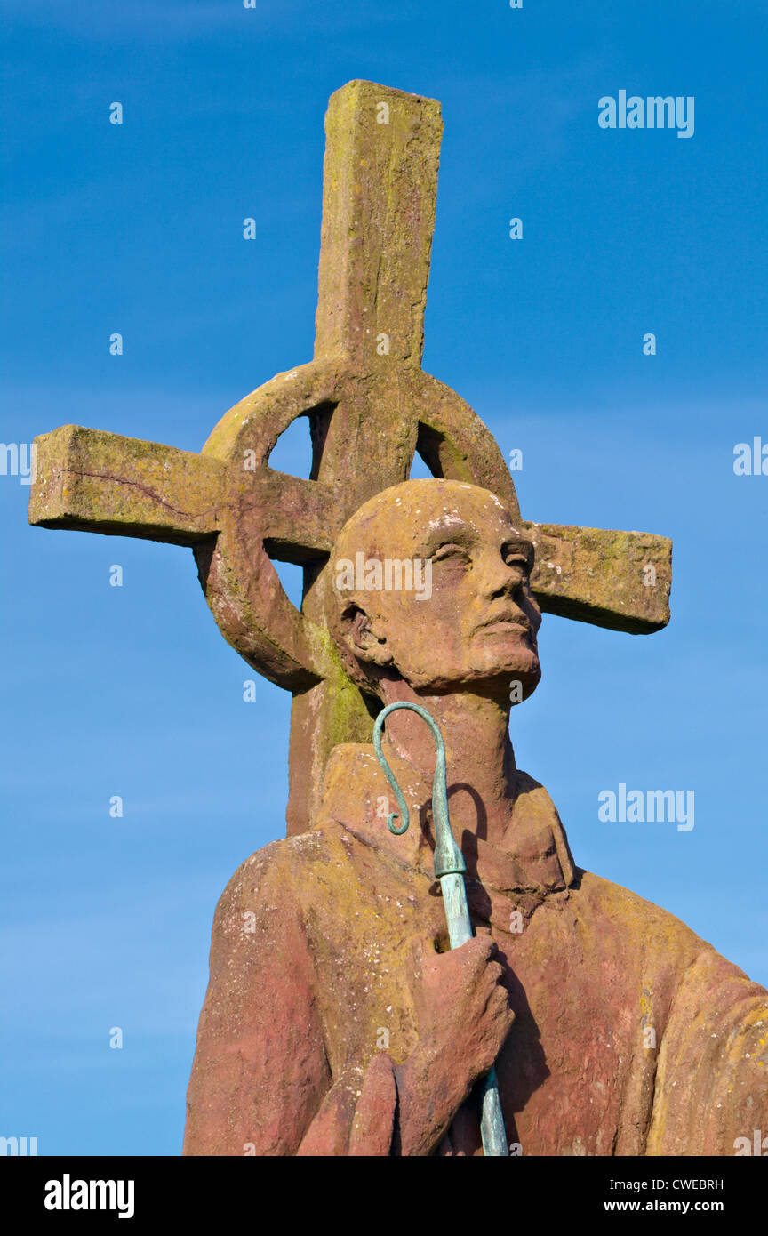 Statue of St Aidan in the grounds of the Parish Church of St Mary the