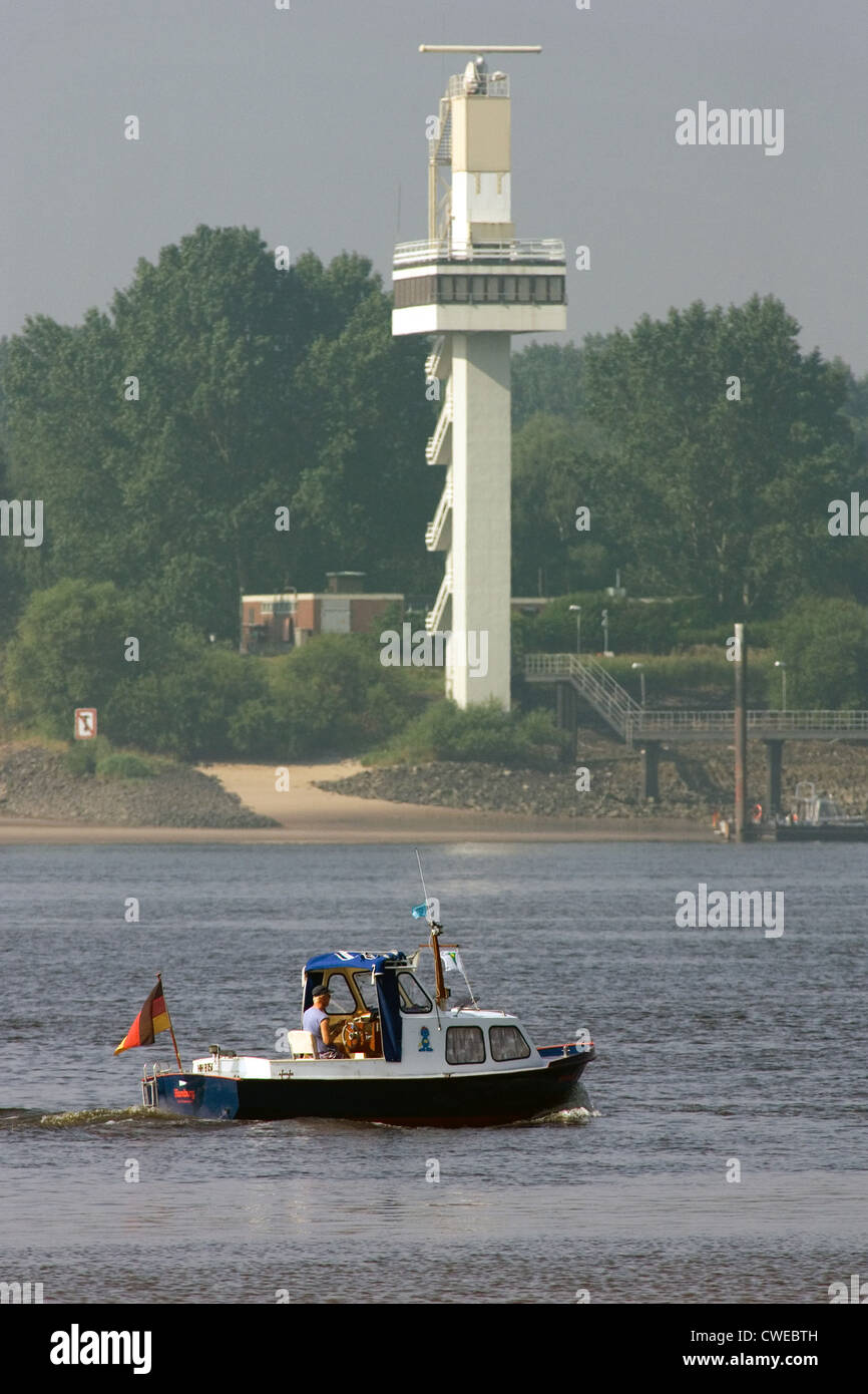 Hamburg, recreational boat on the river Elbe Stock Photo