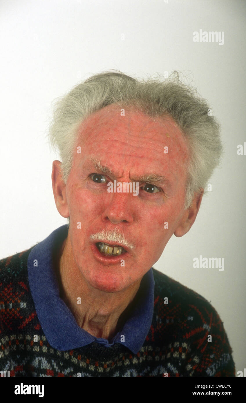 68 year old man looking angry, Hounslow, Middlesex, UK. Model Released ...