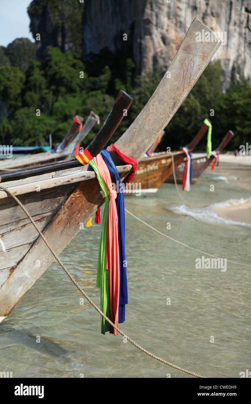 Longtail boat on a Thai Beach, Krabi Stock Photo