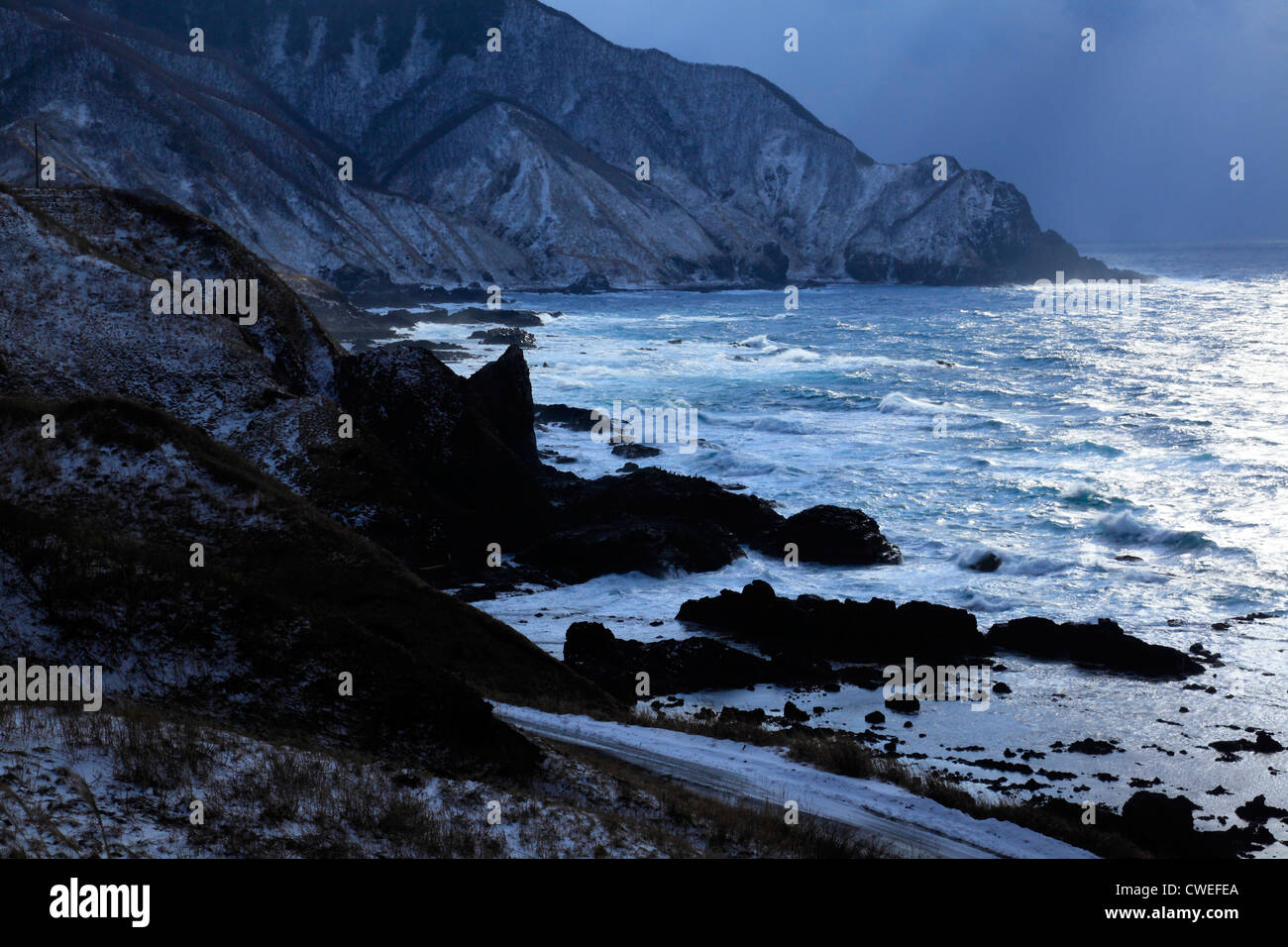 Beautiful Coastal Scene With Waves And Rocks Stock Photo
