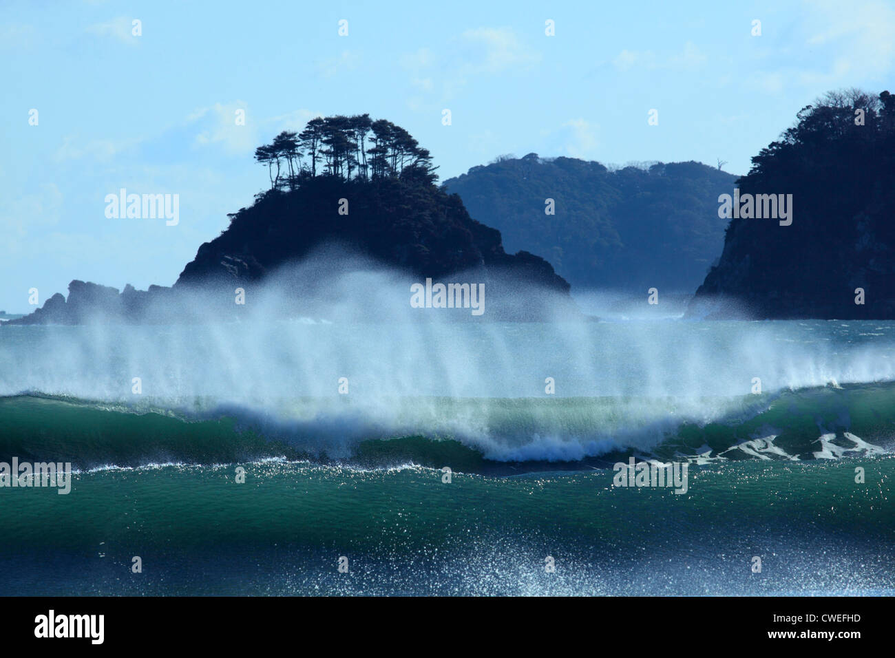 Heavy Waves And Limestone In Background Stock Photo