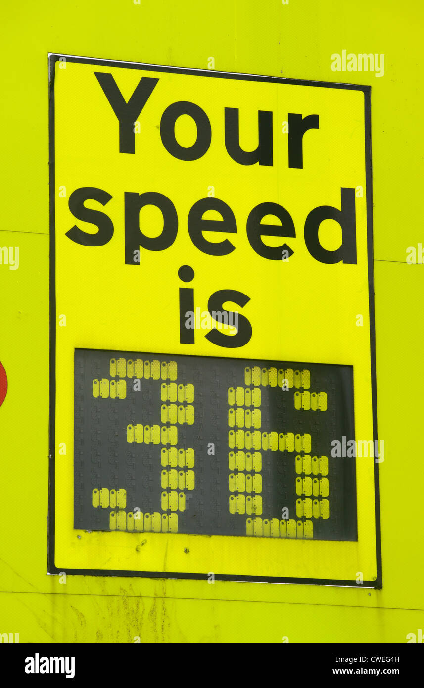 electronic display warning drivers of their speed before reaching speed camera area Leeds UK Stock Photo