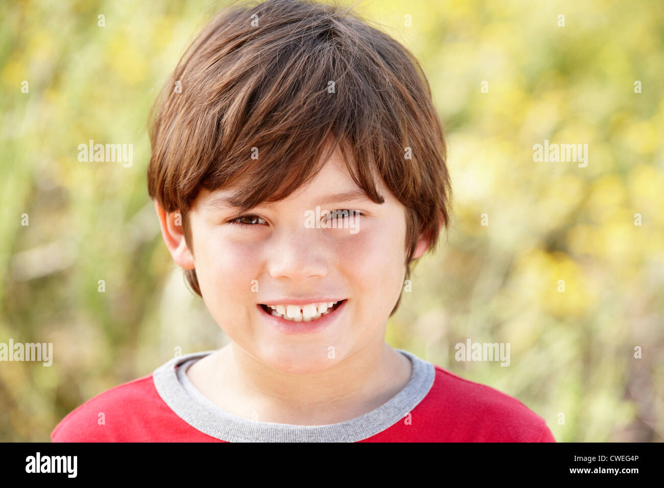 Portrait caucasian boy outdoors Stock Photo