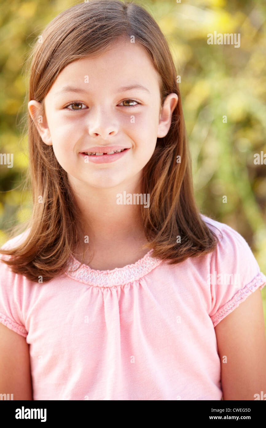 Portrait Hispanic girl outdoors Stock Photo