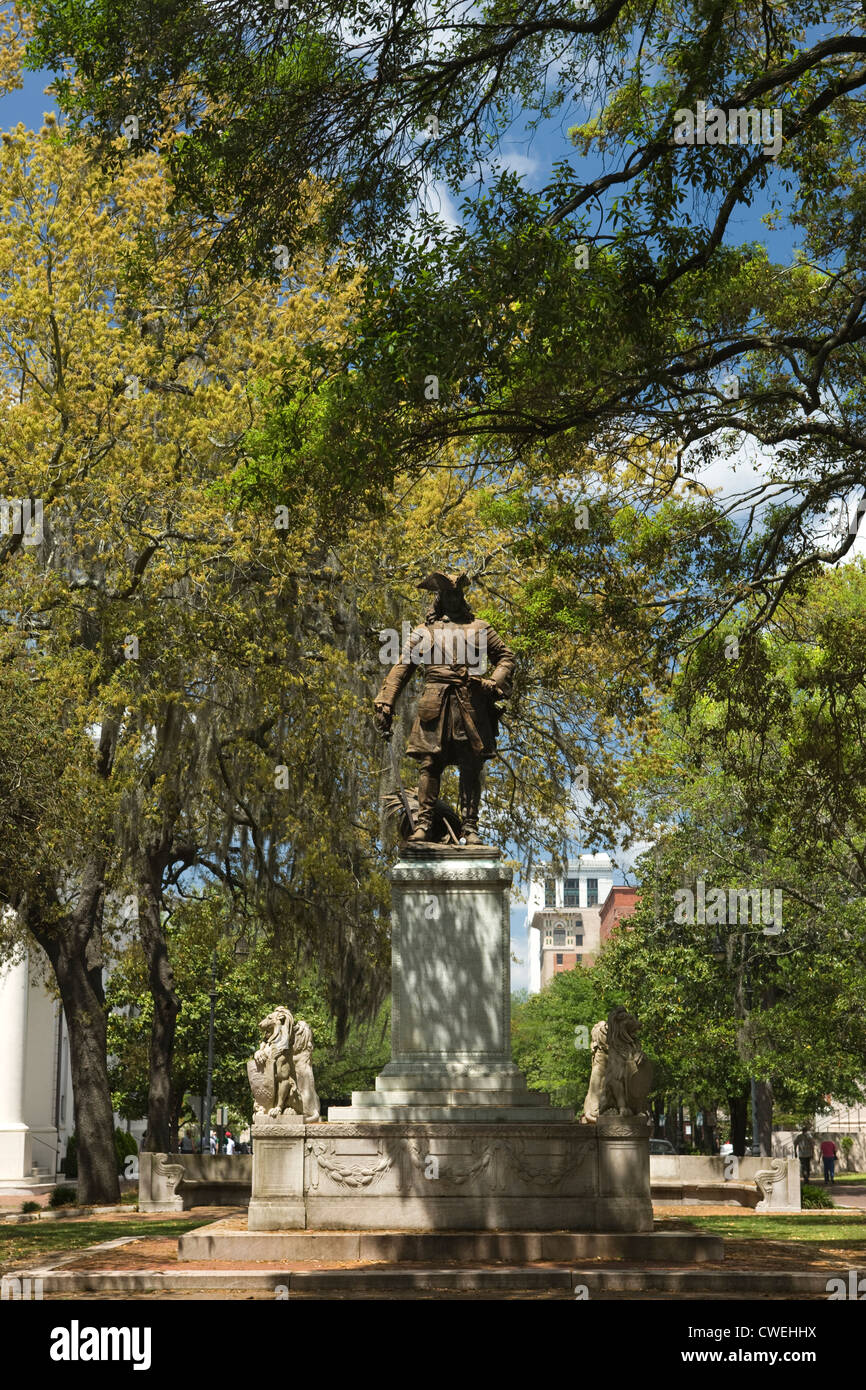 JAMES OGLETHORPE MONUMENT CHIPPEWA SQUARE SAVANNAH USA Stock