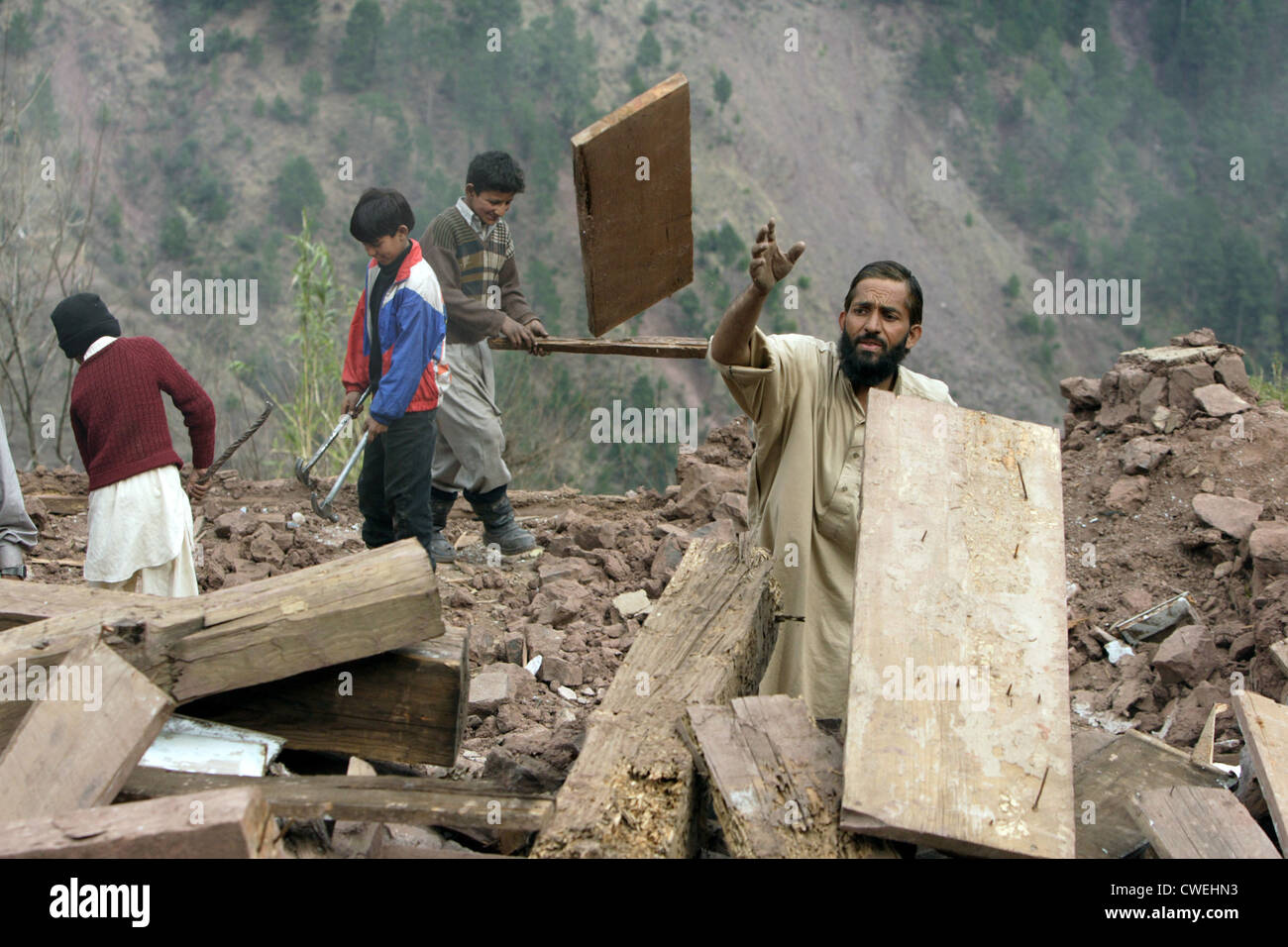 Earthquake in Pakistan Stock Photo