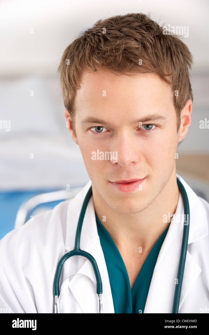 Portrait American student doctor on hospital ward Stock Photo
