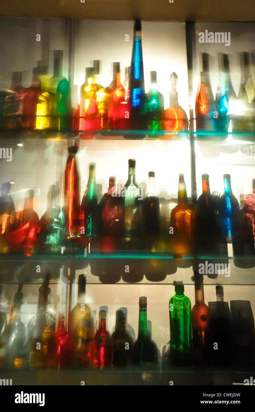 Bottles at the Bar of The Mandarin Oriental Hotel Bar, Knightsbridge, London Stock Photo