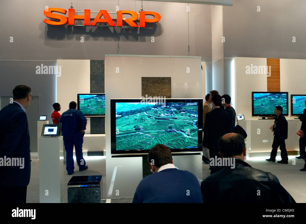 Flat type of japan-based company Sharp Aquos Stock Photo