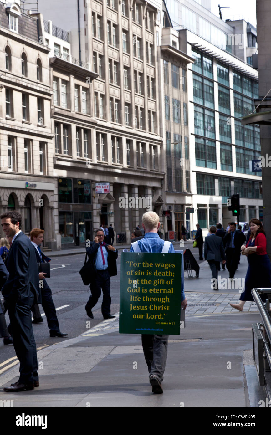 Sandwich board man oxford street hi-res stock photography and