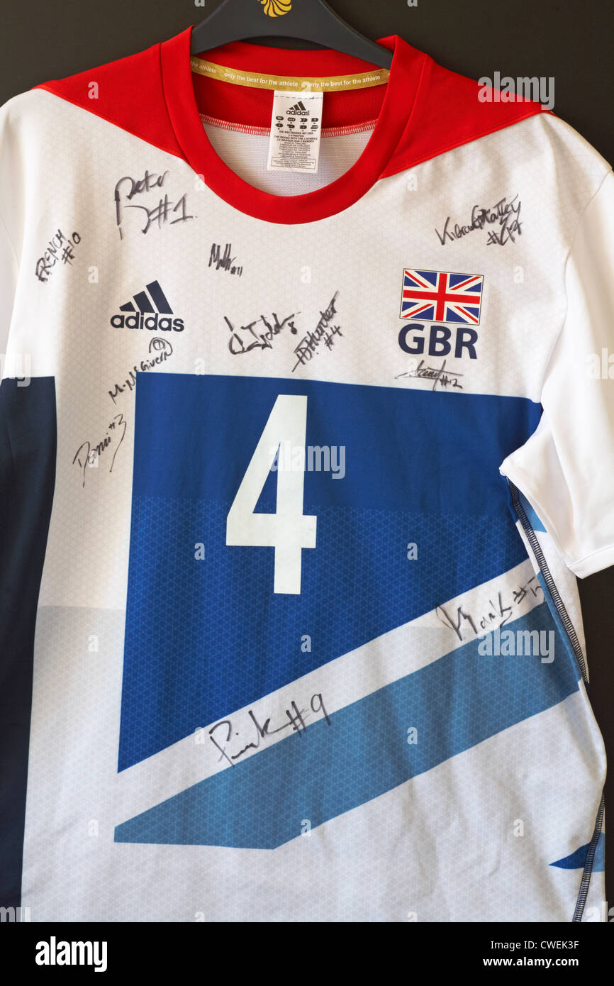 Adidas GBR t-shirt number 4 signed by the Olympics indoor volleyball team  at the London 2012 Olympic games in August Stock Photo - Alamy
