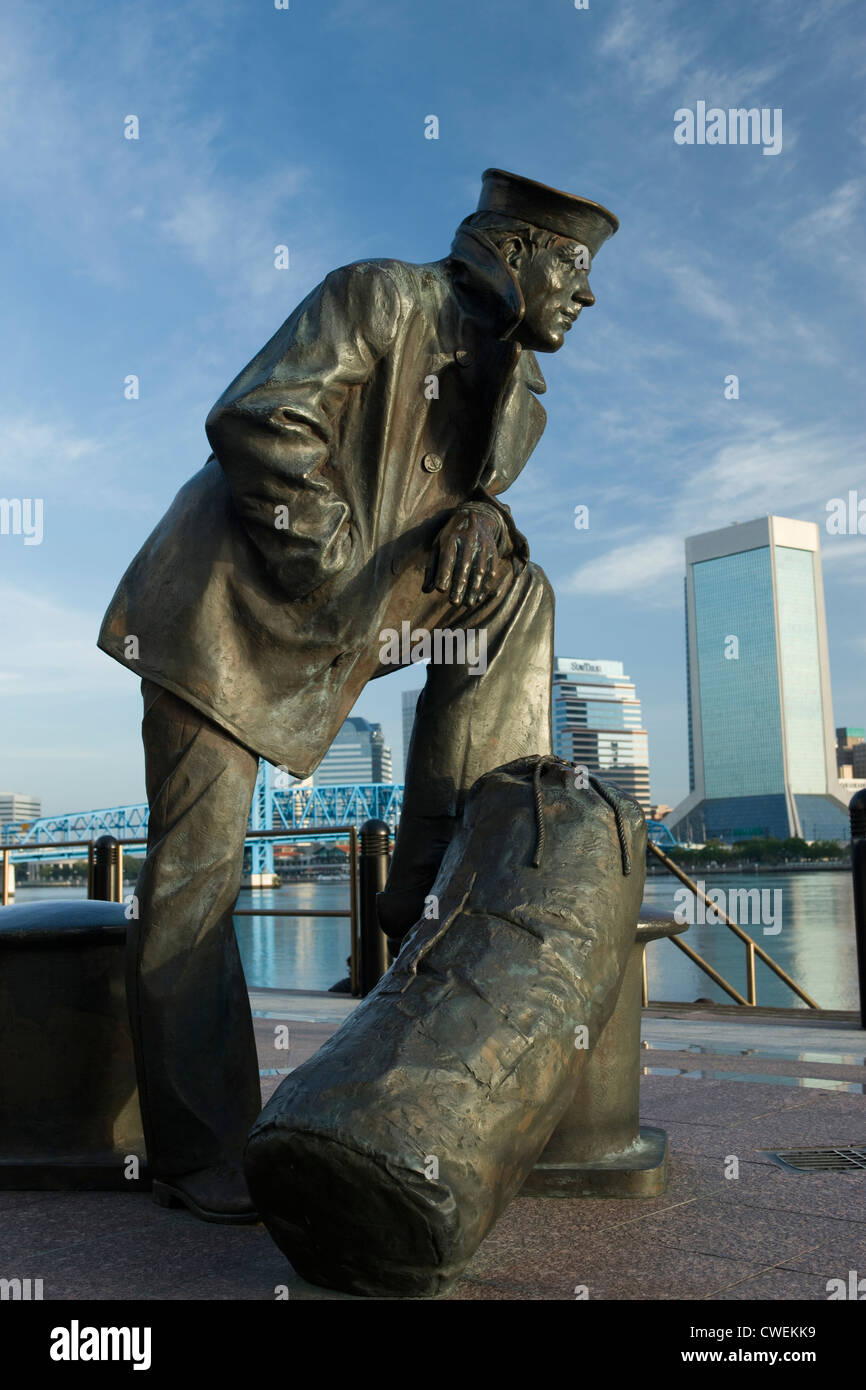 LIBERTY HOUND LONE SAILOR STATUE (©STANLEY BLEIFELD 1987) SAINT JOHNS