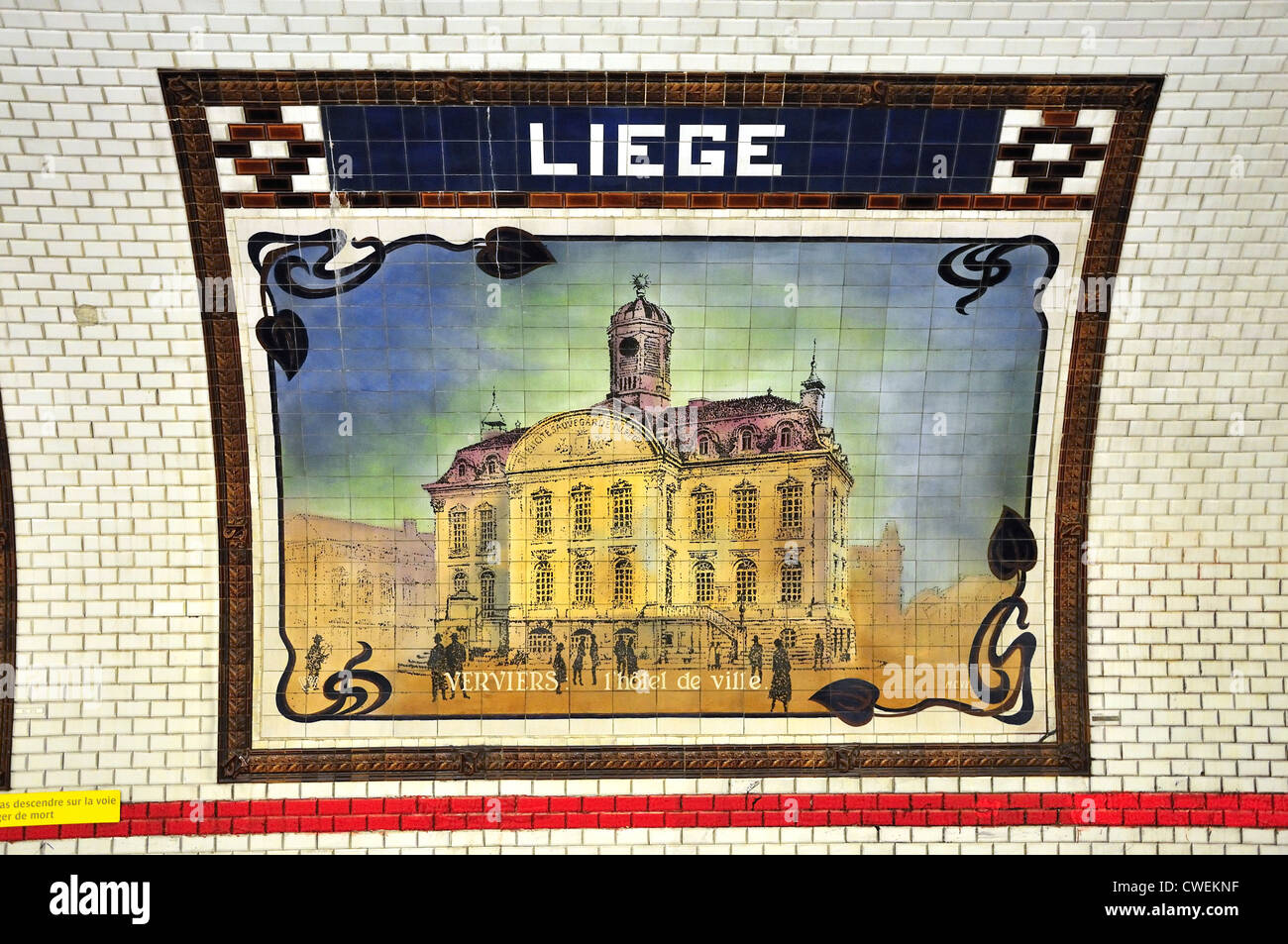 Paris, France. Liege Metro station. Ceramic tile decoration Stock Photo