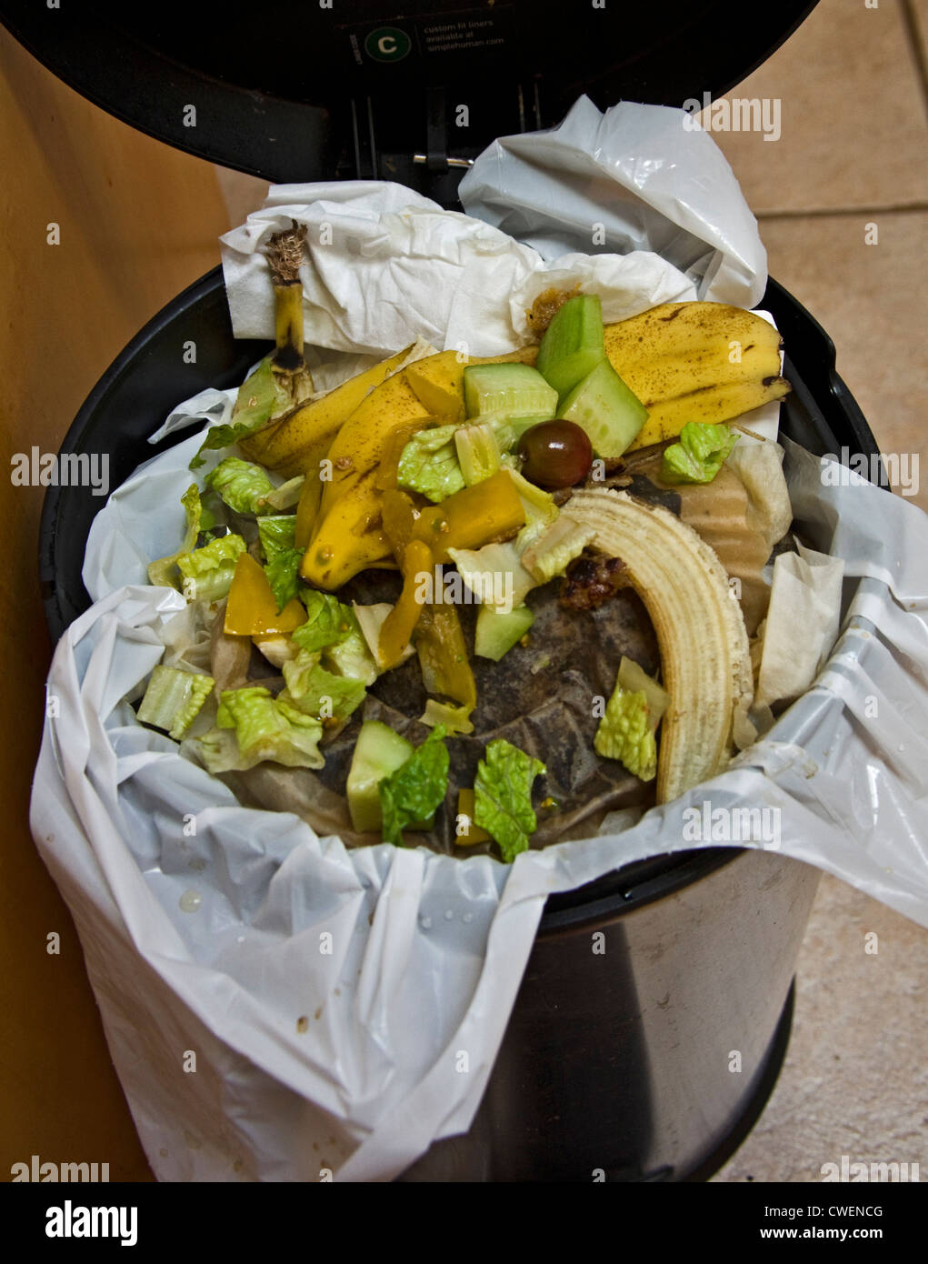 Full garbage can with organic household waste recyclables Stock Photo Alamy