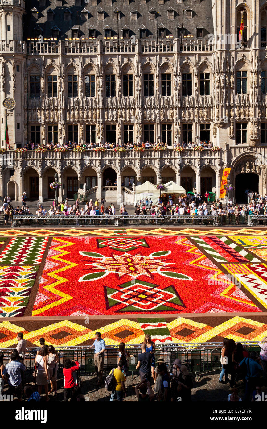 Part of 2012 Flower Carpet, Tapis de Fleurs, in front of the City Hall in the Grand-Place, Brussels Stock Photo