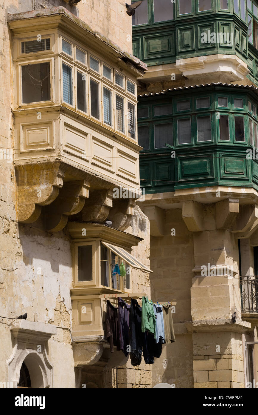 Europe, Malta, La Valletta, windows Stock Photo