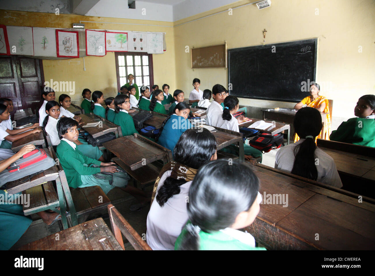 Girls in St. Teresa Girls High School in Basanti, West Bengal, India Stock Photo