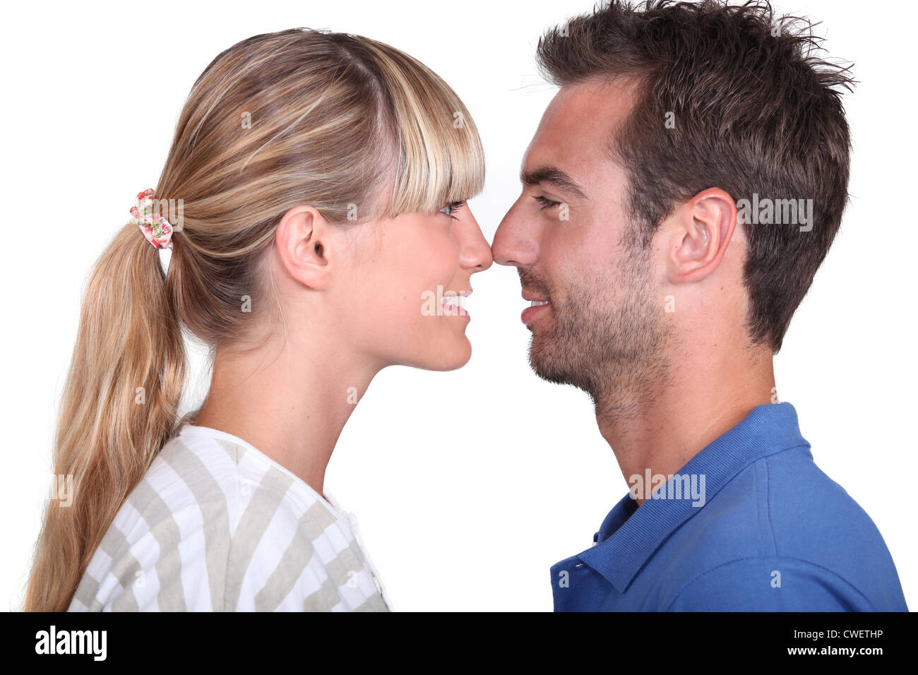 couple rubbing noses Stock Photo Alamy