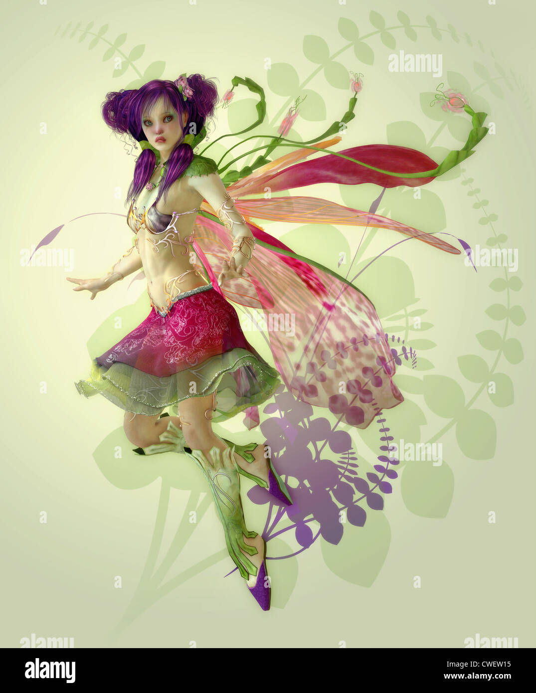 a graceful fairy with wings and a cute hairstyle Stock Photo