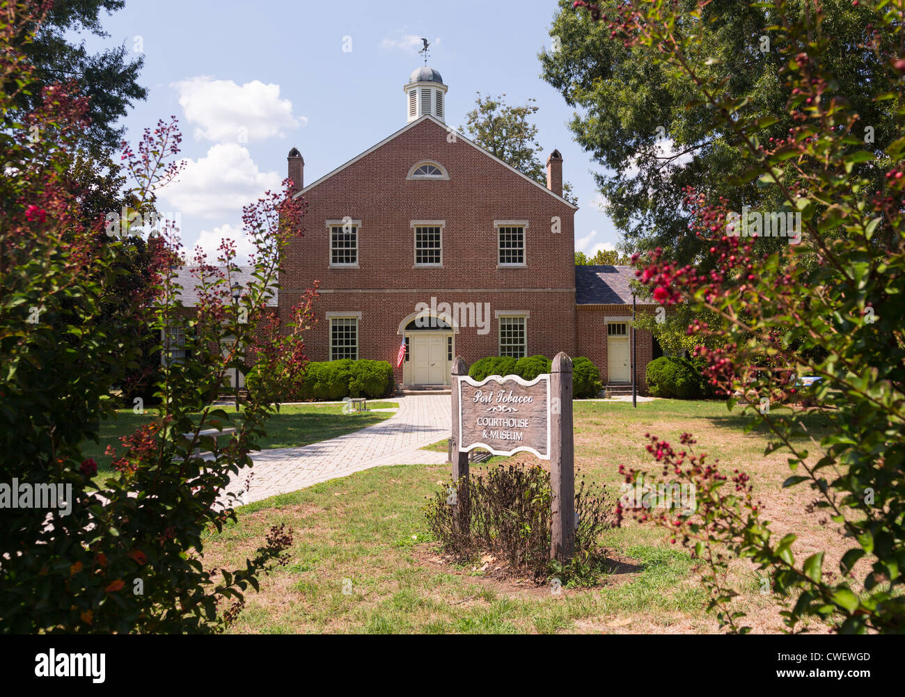 Traditional USA reconstructed courthouse in Port Tobacco Maryland Stock