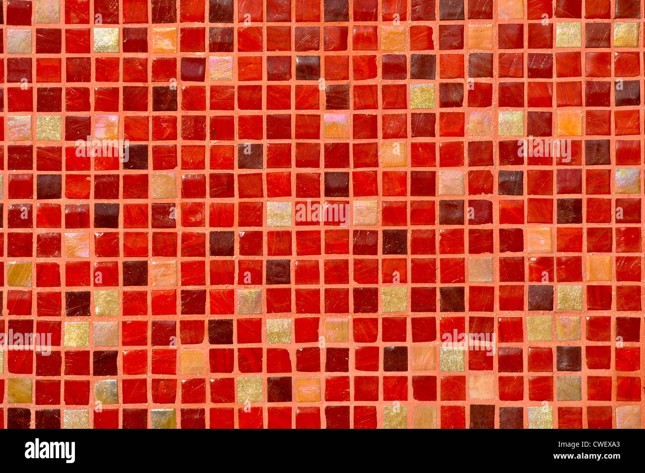 Red Mosaic Tile Background Stock Photo