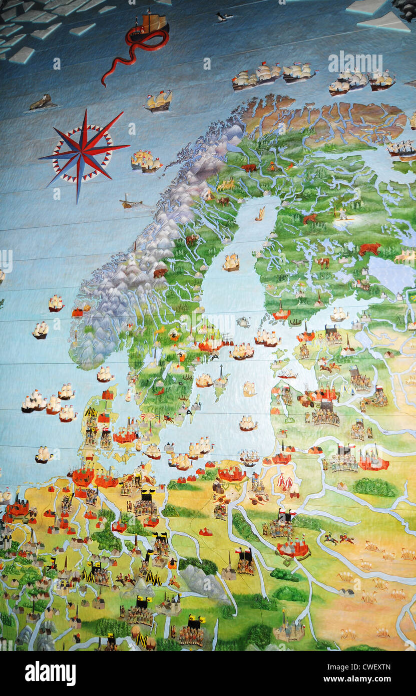Stockholm, Sweden - 12 Dec, 2011: Medieval map of Scandinavia on ...