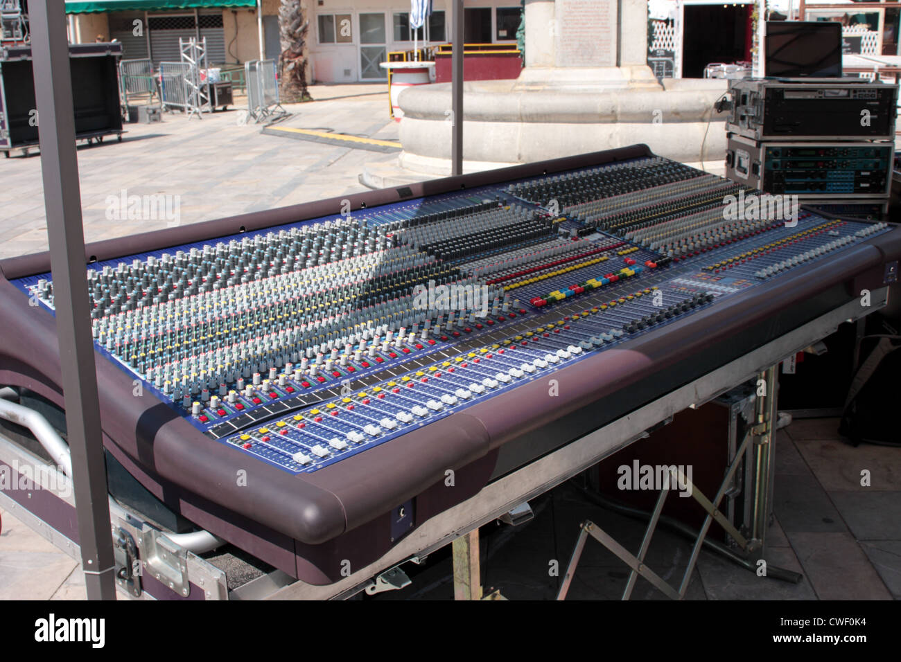 Sound Mixing Desk Set Up For An Outside Music Event Gruissan Stock
