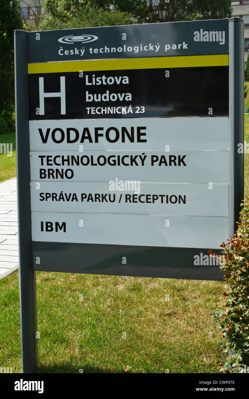 Information signpost at Czech Technology Park, Brno Stock Photo - Alamy