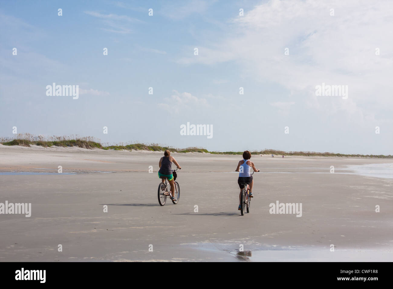 riding bikes on the beach