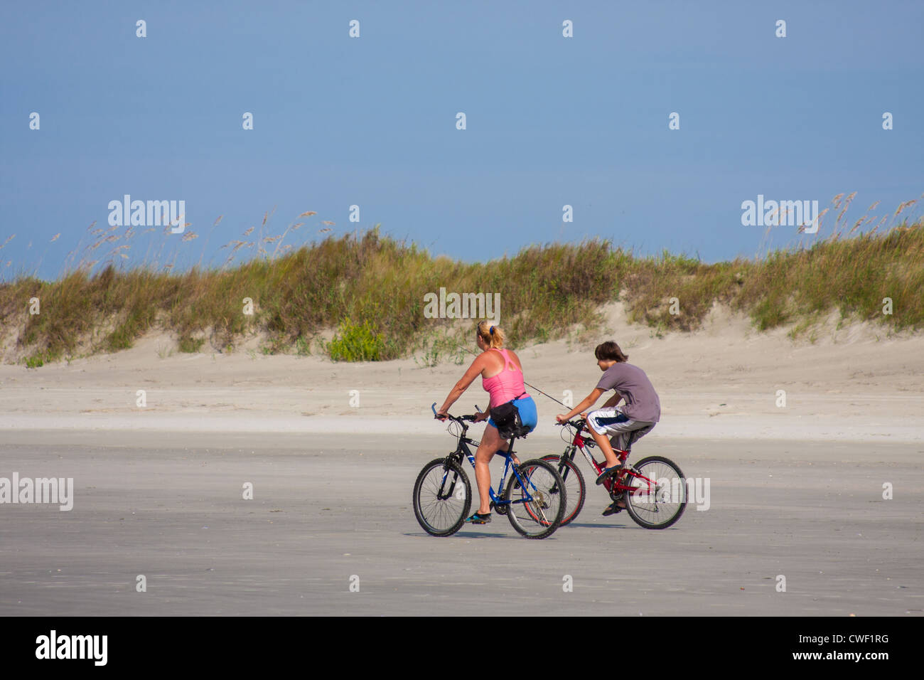 riding bikes on the beach