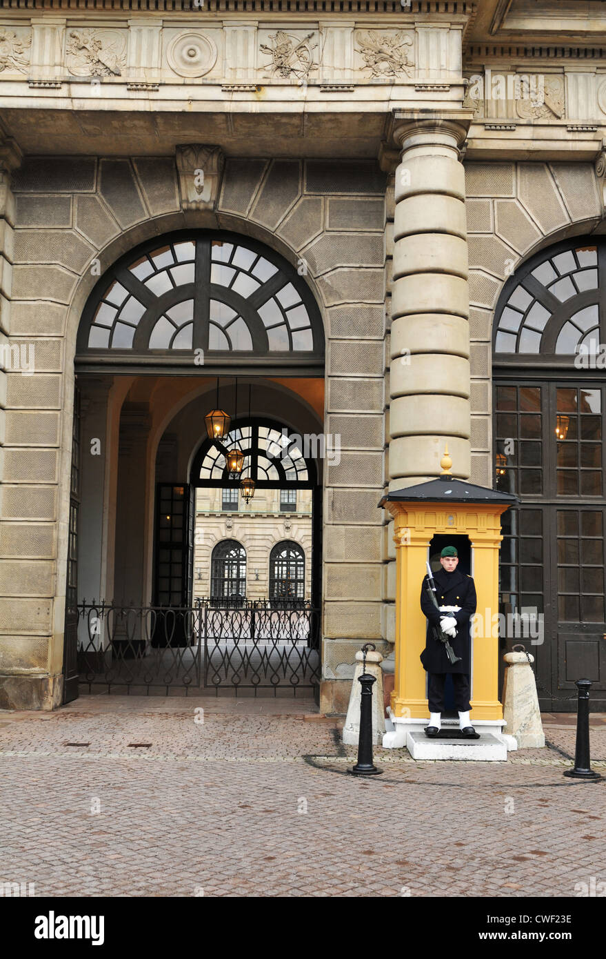 Stockholm, Sweden - 14 Dec, 2011: Guards at the Royal Palace (Stockholms  or Kungliga Stock Photo