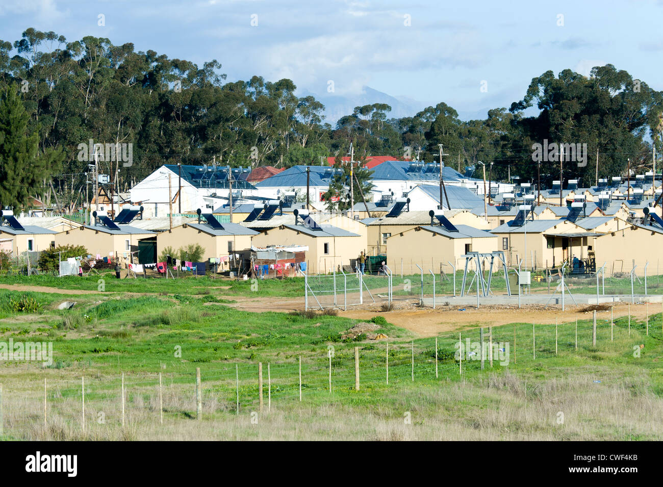 Low income housing programme, new builds replacing an informal settlement, Riebeek Kastel, Western Cape, South Africa Stock Photo