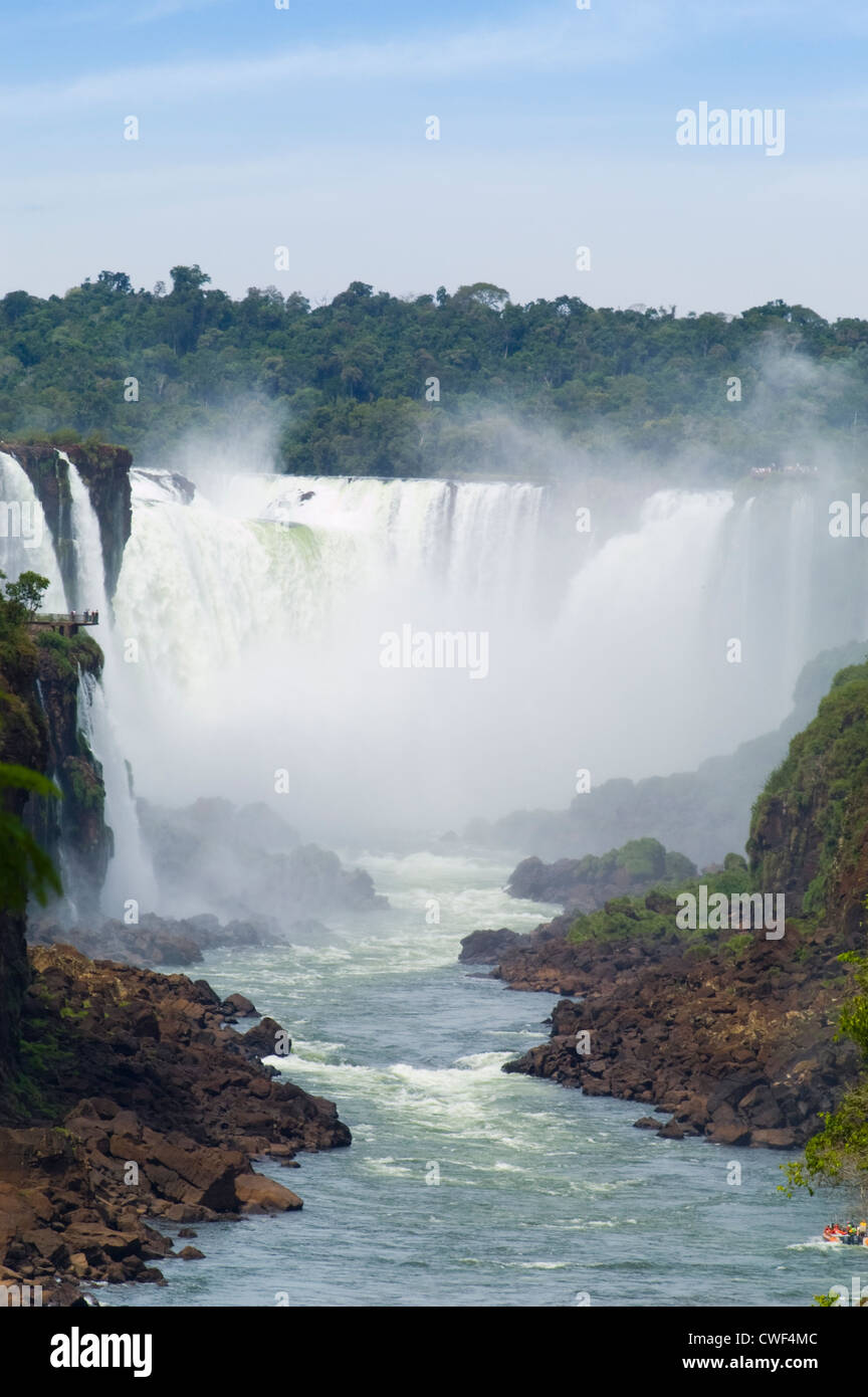 Garganta del Diablo Viewed from Downstream--Iguazu Falls Stock Photo