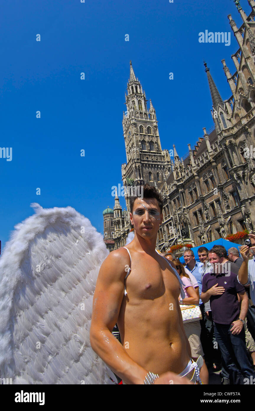 Munich, Marienplatz, Christopher Street Day, Gay parade, Bavaria, Germany, Europe Stock Photo