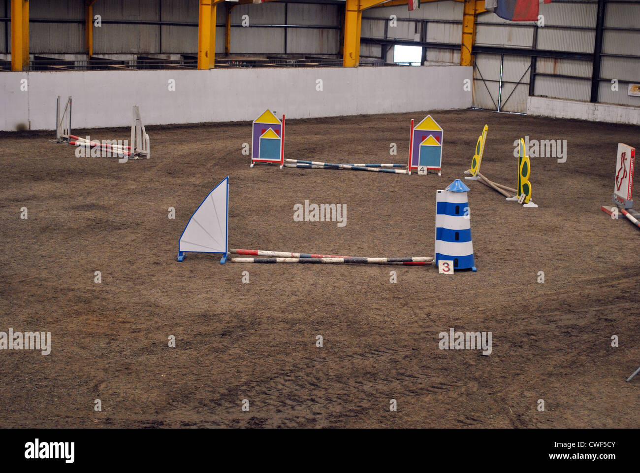 indoor show jumping arena Stock Photo