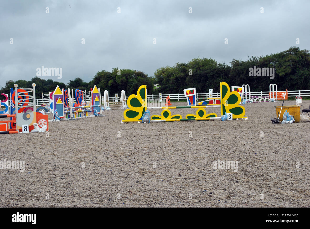 outdoor show jumping arena menage Stock Photo