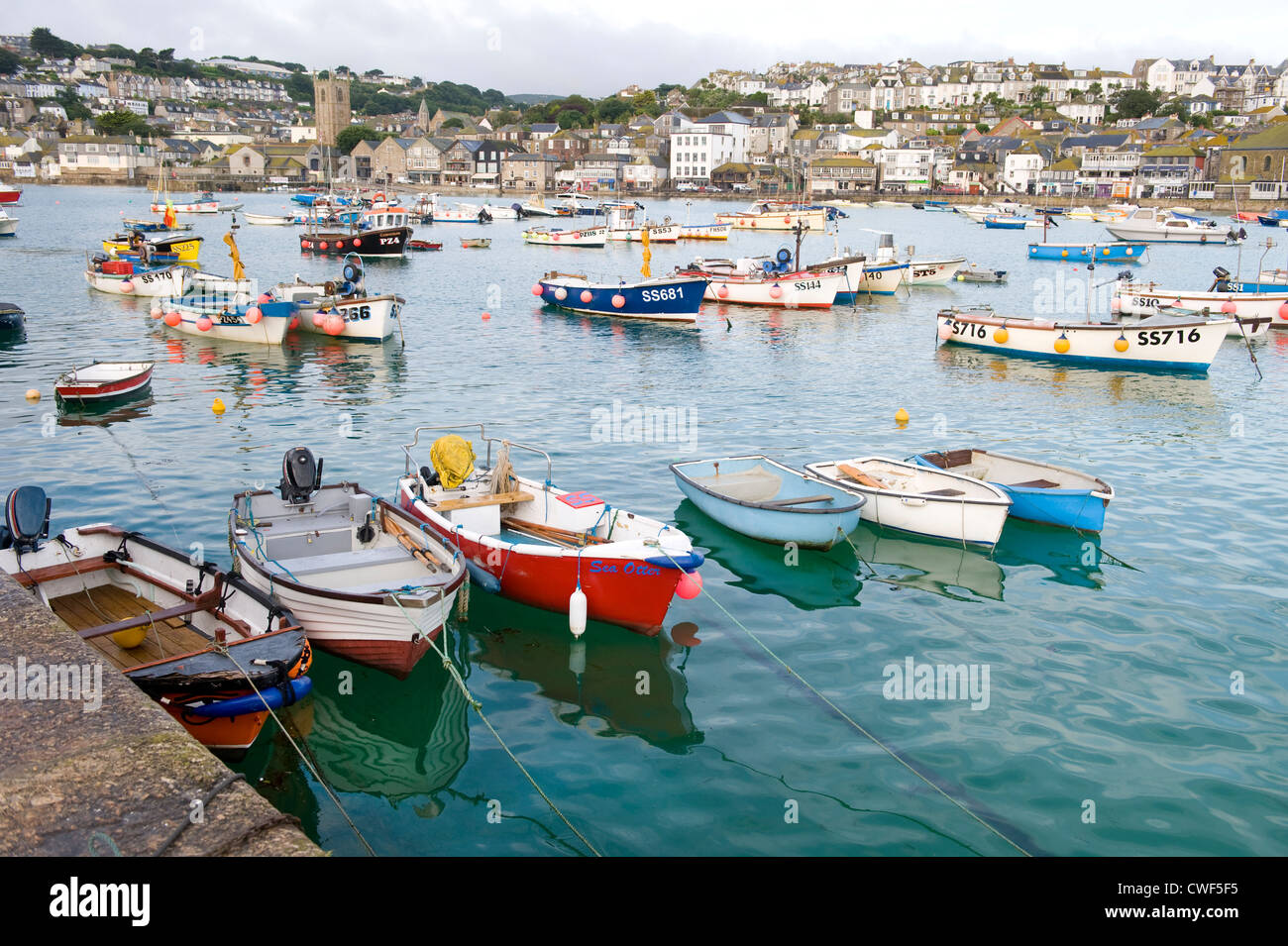 fishing boats in the harbour at st ives Stock Photo