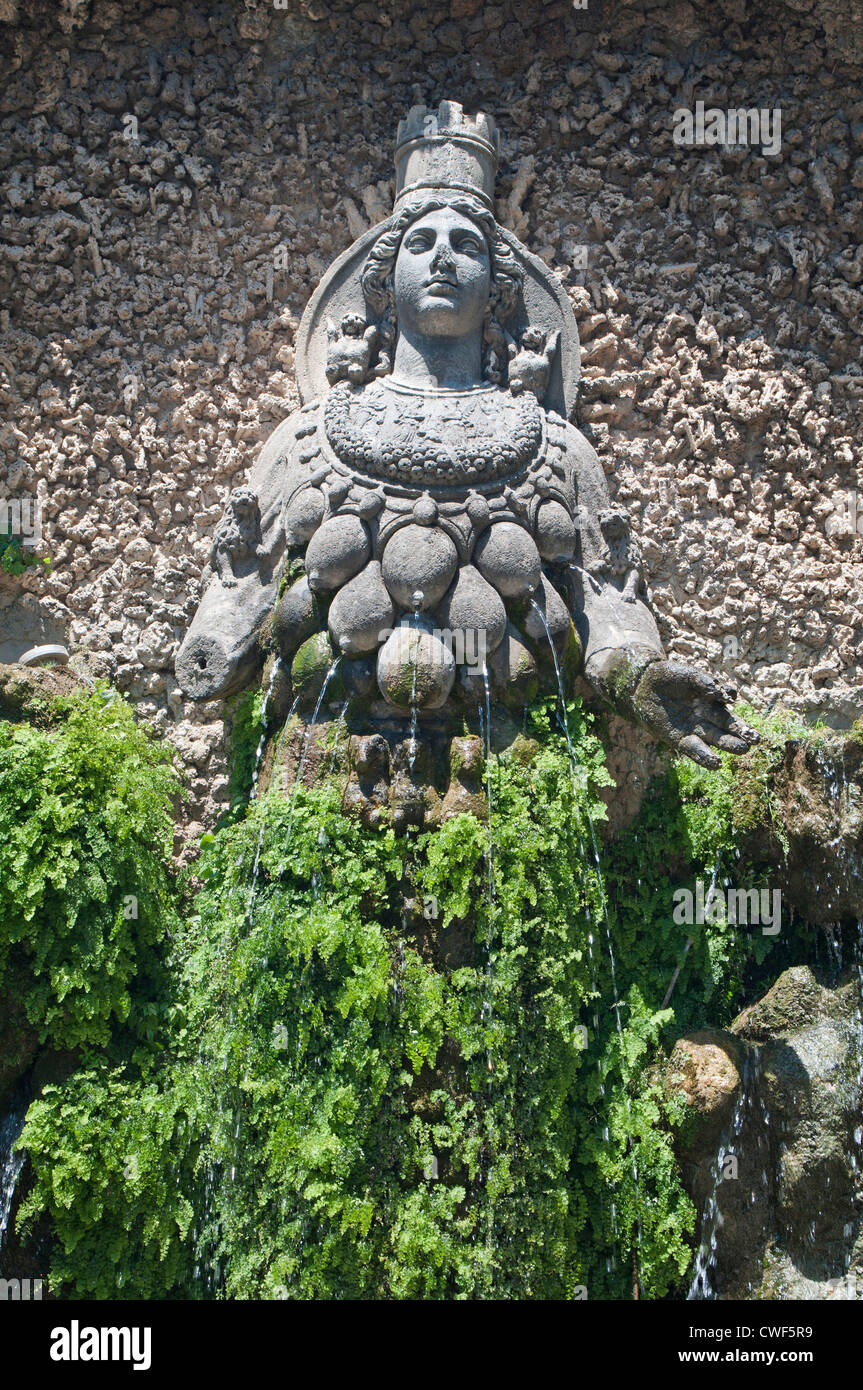Fountain of Diana of Ephesus at the gardens of the Villa d'Este, Tivoli, near Rome, Italy, Europe Stock Photo
